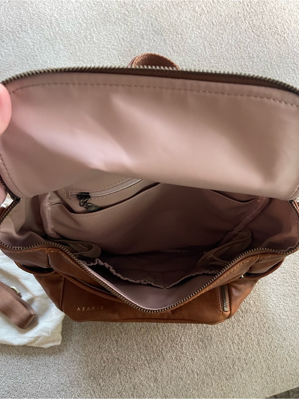 Azaria Tan Vegan Leather Baby Diaper Bag - Picture 6 of 6
